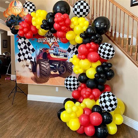 Lightning McQueen Racing Car Balloons Arch Set Checker Flag Balloon