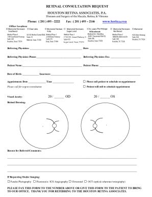 Fillable Online RETINAL CONSULTATION REQUEST Fax Email Print PdfFiller