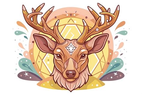 A Deer With Antlers On Its Head Is Shown In A Circle Premium Ai