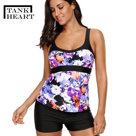 Thank Heart New Retro Print Poto Sexi Tankini Plus Size Swimwear