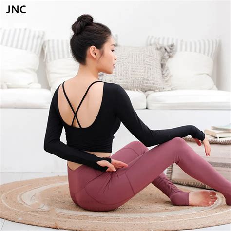 Jnc Open Back Yoga Top For Women Backless Workout Yoga Shirt Cut Out