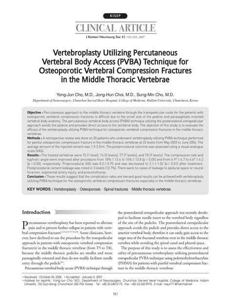 Pdf Vertebroplasty Utilizing Percutaneous Vertebral Body Access Pvba