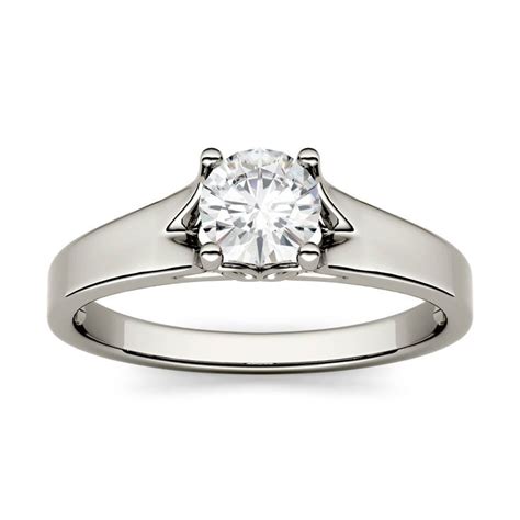 1 00 CTW DEW Round Forever One Moissanite Four Prong Solitaire