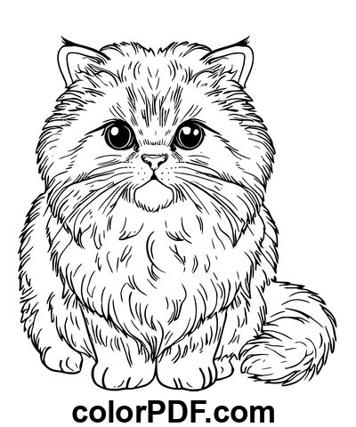 Персидская кошка сидит Рисунок pdf – Раскраски и книги в формате PDF