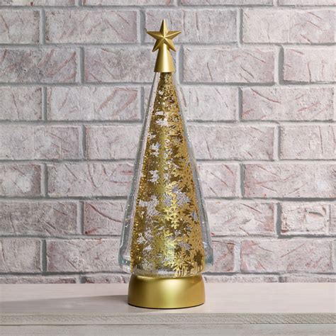 Gold Christmas Tree Glitter Globe Cracker Barrel