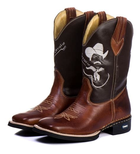 Bota Texana Masculina Country Couro Legitimo Tião Carreiro