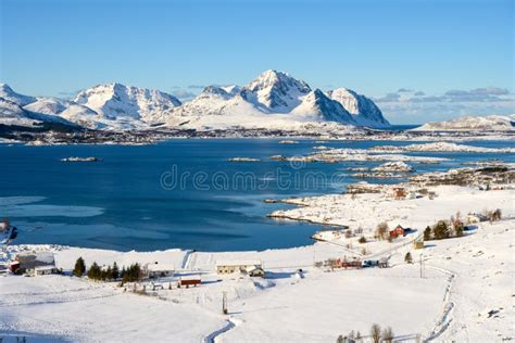 Landscape of Lofoten Archipelago in Norway in Winter Time, Leknes Panorama Stock Image - Image ...