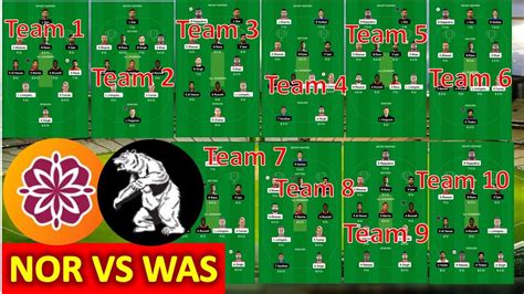 Nor Vs Was Dream Predictions Was Vs Nor Dream Team Nor Vs Was