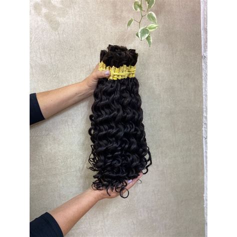 Cabelo Humano Cacho Caipira Largo N Cm Mega Hair Shopee Brasil