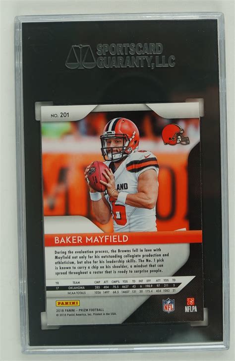 Lot Detail Baker Mayfield 2018 Panini Prizm Rookie Card 201 Sgc 85