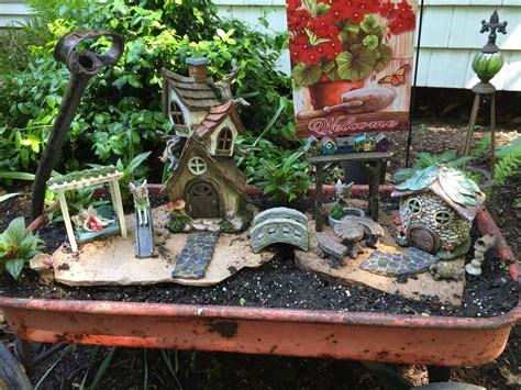 Fairy Garden In Vintage Wagon Fairy Garden Garden Fairy