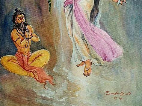 Goddess Ganga | Watercolor Painting by Sarat Shaw | Exotic India Art