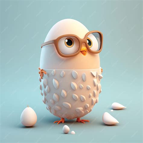 Premium AI Image | A white egg with glasses and a bird wearing glasses ...