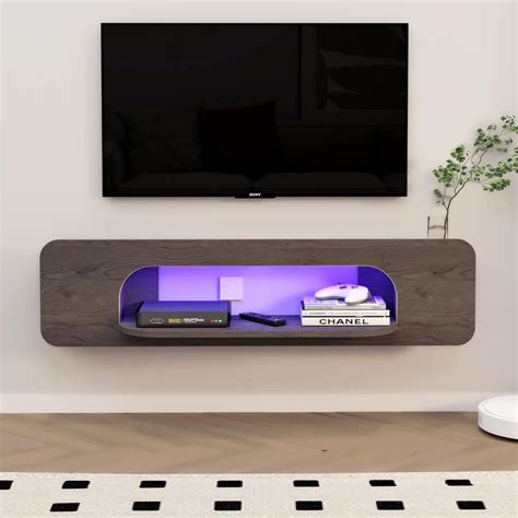 Pmnianhua Floating Tv Stand With Led Lights Wall Mounted Tv Shelves