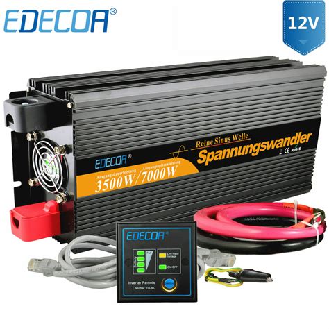 EDECOA Spannungswandler Reiner Sinus 3500W 12V 230V Wechselrichter USB