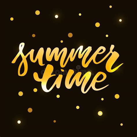 Summer Time Vector Text Lettering Calligraphy Letters Black Gold Stock