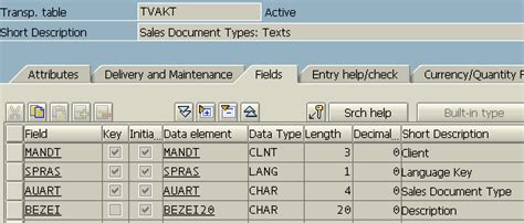 Sap Tables Abap Auart Tvakt Sales Document Types Texts