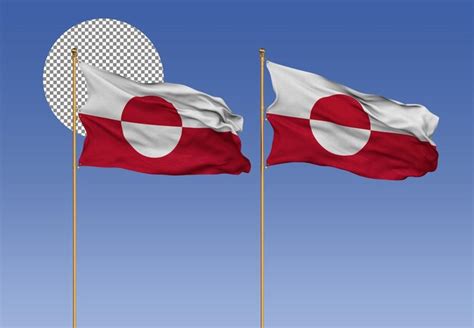 Premium Psd Greenland Wavy Flags With Pole D Rendering