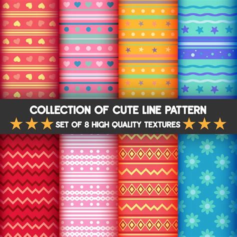 Premium Vector | Collection cute line patterns of set.