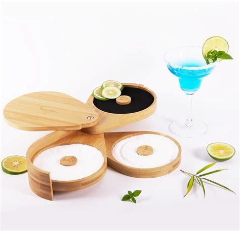 Amazon JUEGD Margarita Salt Rimmer Set 3 Tier Bamboo Salt Rimmer