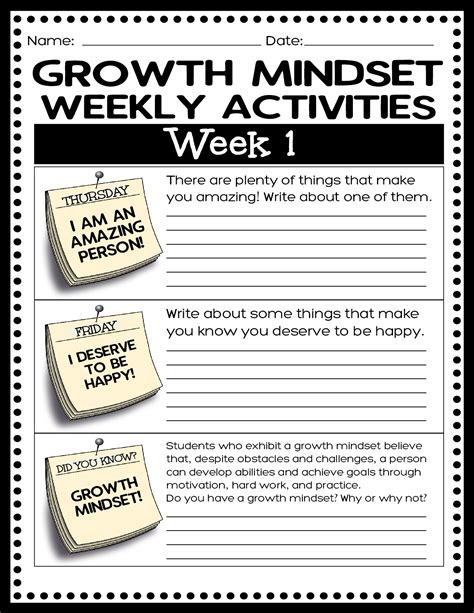 Growth Mindset Journal Weeks Daily Prompts Positive Affirmations