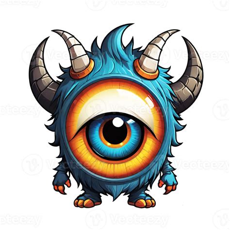 Ai Generated Cartoon Monster With Big Eye And Horn Isolated On