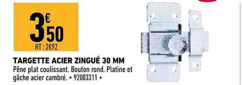 Promo Targette Acier Zingu Mm Chez Brico Cash Icatalogue Fr