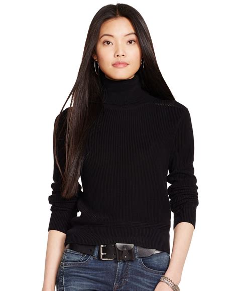 Lyst Polo Ralph Lauren Cotton Turtleneck Sweater In Black