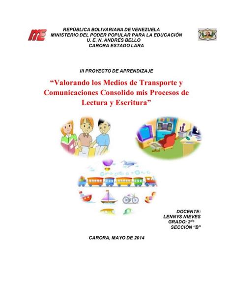 Iii Proyecto De Aprendizaje Valorando Los Medios De Transporte Y