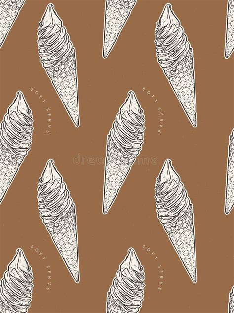 Soft Serve Ice Cream Cone Hand Draw Sketch Vector Stock Vector