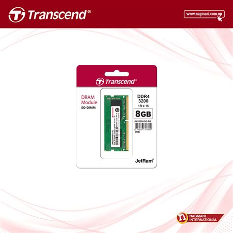 TRANSCEND JM3200HSG 8G 8GB JM DDR4 3200 SO DIMM 1Rx16 1Gx16 CL22