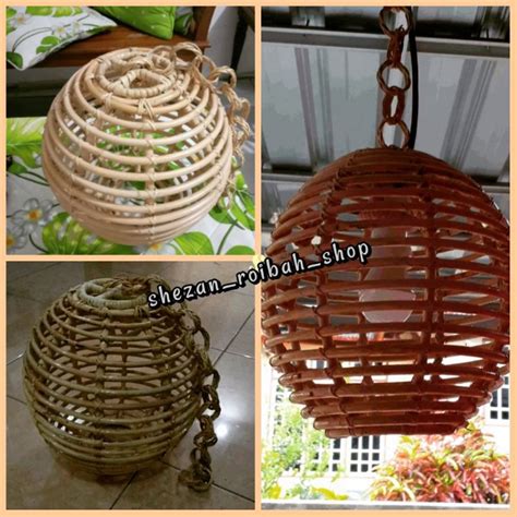 Jual Kap Lampion Rotan Lampu Hias Gantung Taman Cafe Tamu Mode