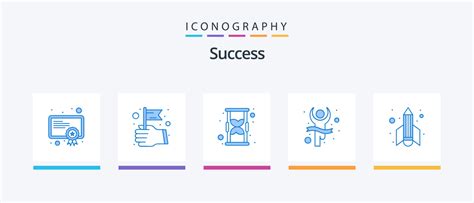 Sucess Blue 5 Icon Pack Including Success Pencil Glass Race Success