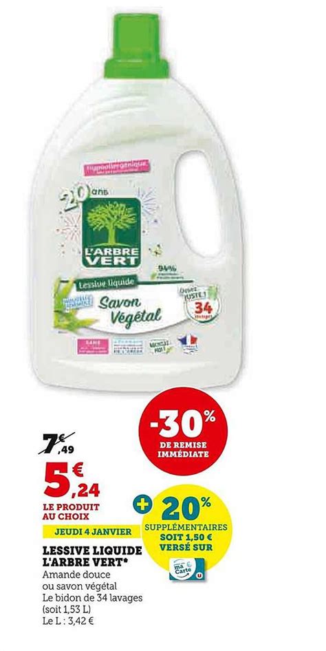 Promo Lessive Liquide L Arre Vert Chez Super U ICatalogue Fr