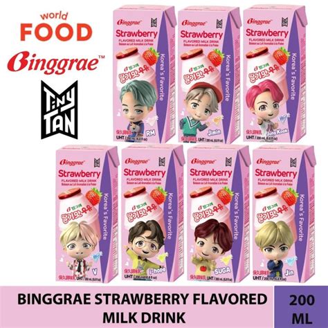 BTS Tinytan Binggrae Strawberry Flavored Milk 6pcs X 200mL Lazada PH