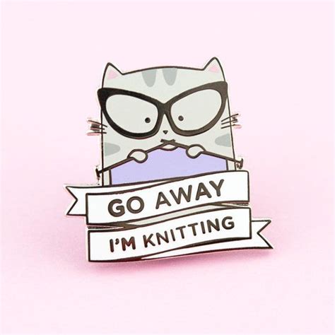 Cat Knitting Pin Yarn Pin Cat Pin Knitting Pin Yarn Lapel Pin Etsy