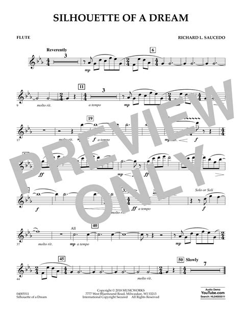 Silhouette Of A Dream Flute By Richard L Saucedo Sheet Music For