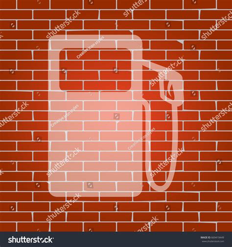 Gas Pump Sign Vector Whitish Icon On Brick Royalty Free Stock