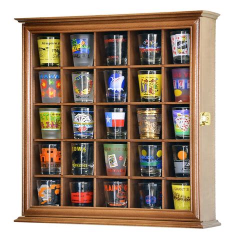 25 Shot Glass Display Case Cabinet