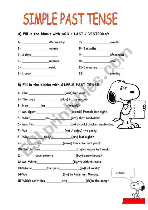 Siple Past Tense Esl Worksheet By Mduygu