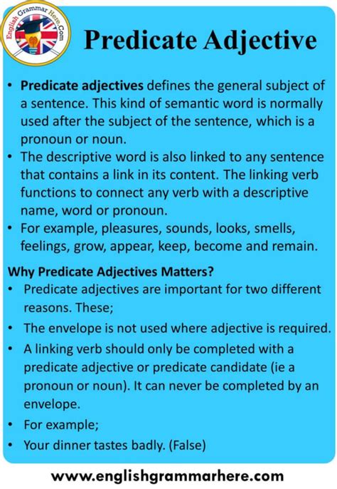 Predicate Adjective Worksheet Th Grade