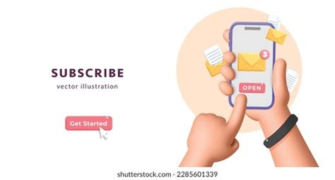 3d Vector Subscribe Newsletter Banner Template Stock Vector Royalty