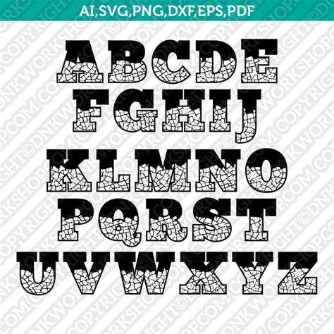 Drought Crack Letter Font Alphabet Svg Cricut Cut File Clipart Png Eps