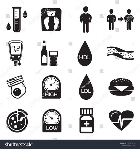 Cholesterol Icons Black Flat Design Vector Stock Vector Royalty Free 1300018714 Shutterstock