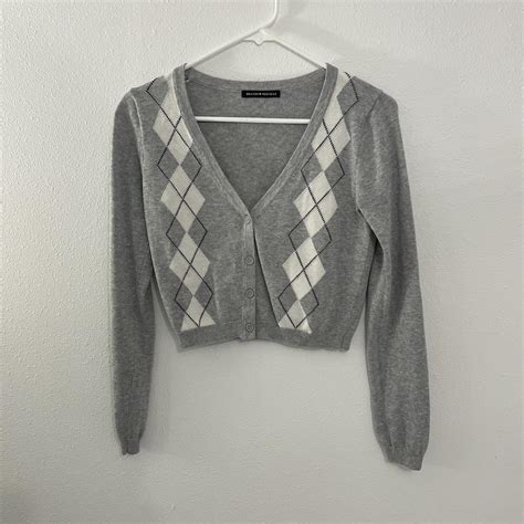 Brandy Melville Gray Argyle Sweater Super Cute And Depop