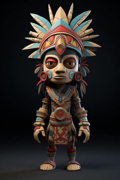 Personnage 3d De La Tribu Dayak De Dessin Animé Photo Premium