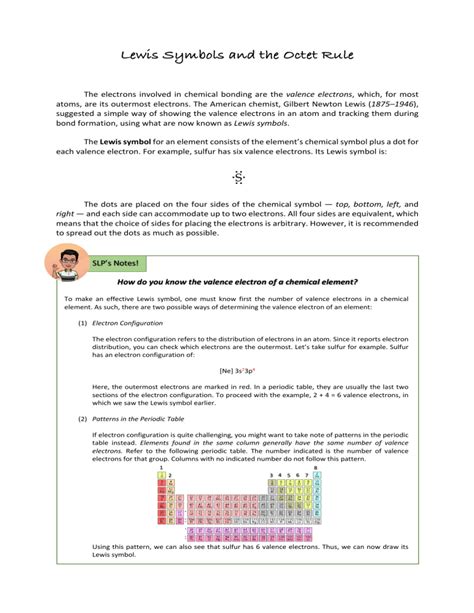 Lewis Symbols And The Octet Rule