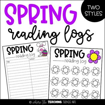 Spring Reading Logs By Where The Teaching Things Are Tpt