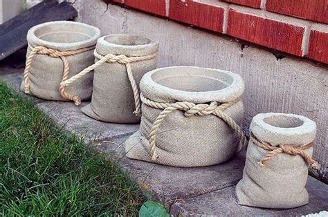 Cheap Burlap Bag Shaped Concrete Planters Step Guide The Garden