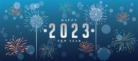 New year 2023 background with fireworks and blue shades 15548997 Vector ...